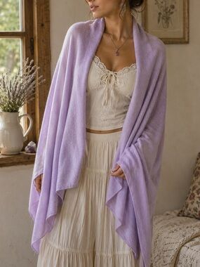 Maison Cashmere Lilac Purple Scarf Shawl Wrap OS Preppy Chic Minimalist Cozycore